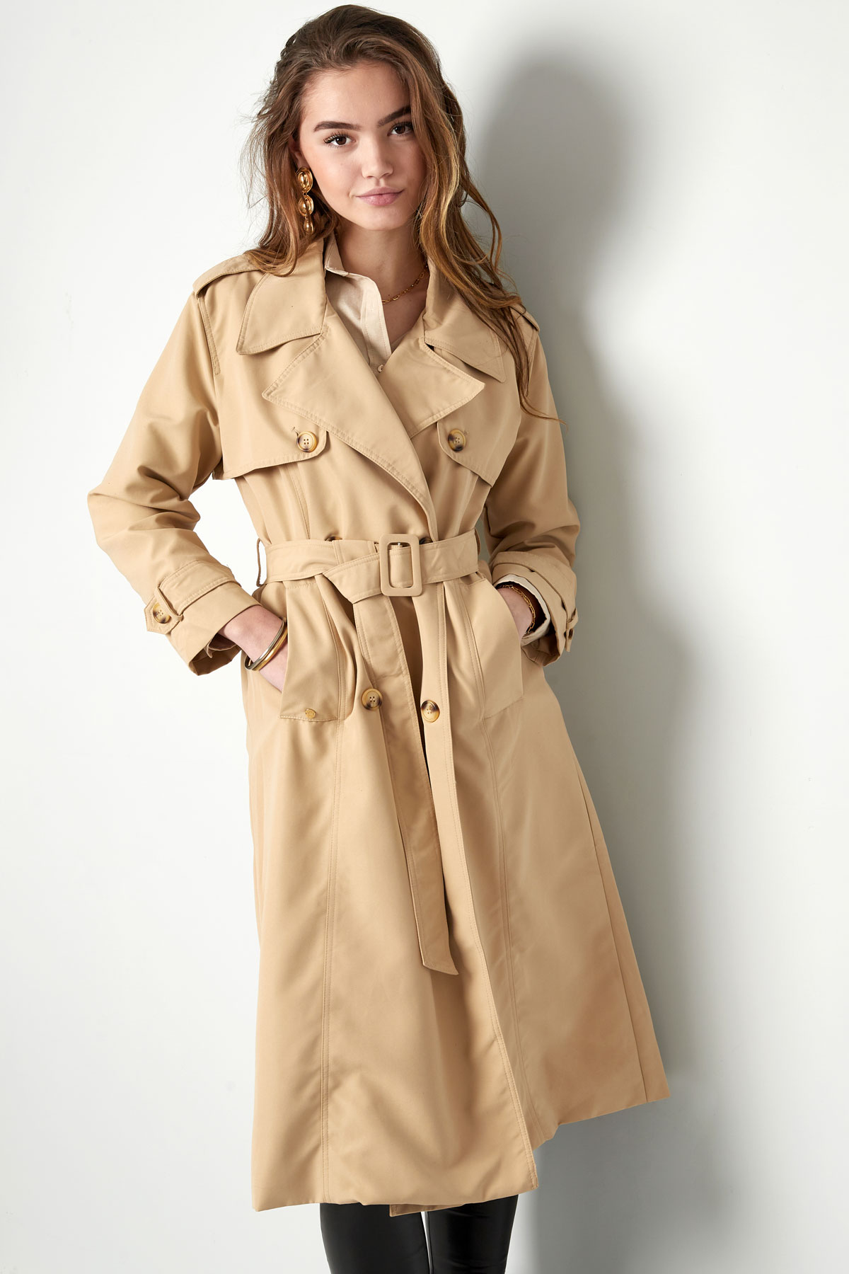 Long basic trench coat - sand M h5 Picture2